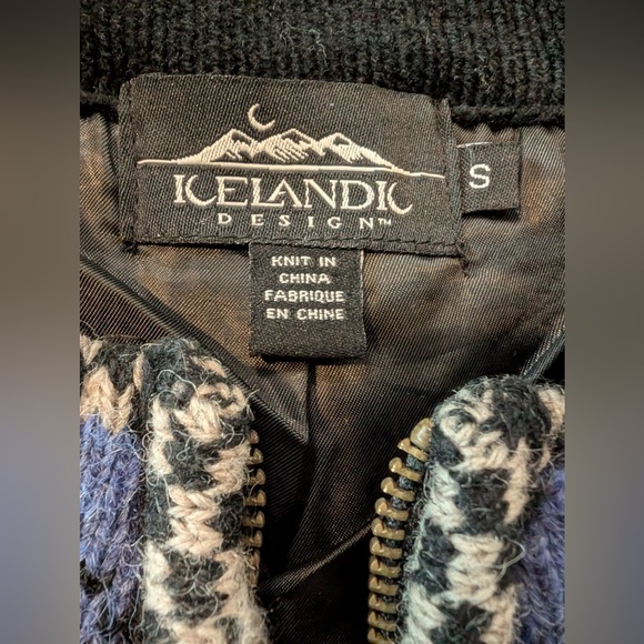 Vintage Icelandic Design Sweater Wool Nordic Embroidered Full Zip Lined Small - Picture 6 of 12